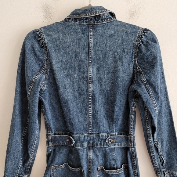 Madewell Women's 0 Denim Long-Sleeve Romper in Vasey Wash AL731 - Picture 12 of 16